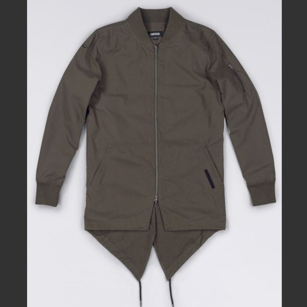 ZANEROBE dark green long bomber jacket